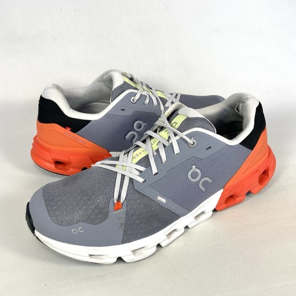 On Cloudflyer 4 Running Shoes Mens 12 Gray Orange Fossil Flame Road - Picture 2 of 11